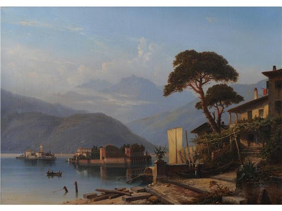 LAGO MAGGIORE MIT ISOLA BORROMEE by Hermann Seefisch, 1848
