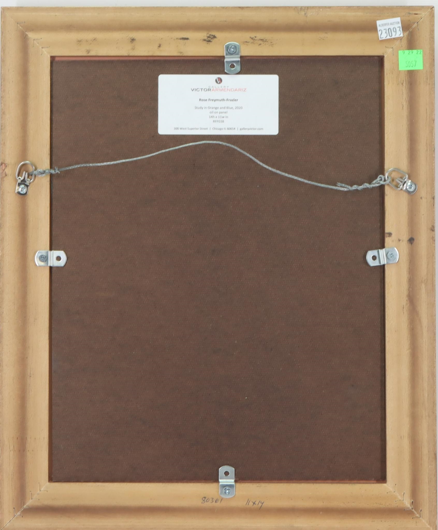 Artwork by Rose Freymuth-Frazier, Bust portrait of young woman enjoying a rose, Made of Oil on board