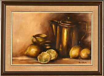 Two Works: Still Life with Copper Vessels and Glass, and Still Life with Copper Vessels and Lemons - Nel Mckeith
