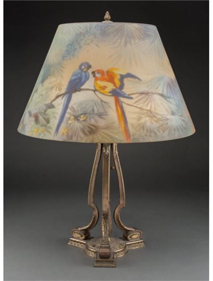 Pairpoint Reverse-Painted Glass and Lacquered Metal by Pairpoint Glass Company, circa 1920