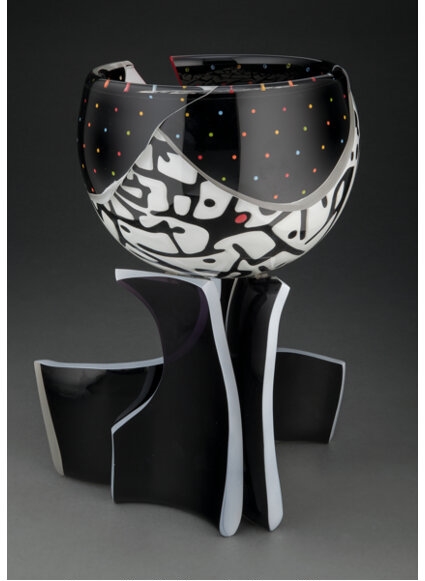 Artwork by Concetta Mason, Metropolis (SE3002), Made of acid etched and enameled glass