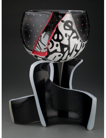 Artwork by Concetta Mason, Metropolis (SE3002), Made of acid etched and enameled glass