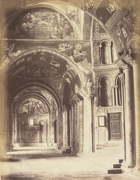 Artwork by Carlo Naya, View of the Vestibule of Saint Mark, Made of prints mounted on cardboard