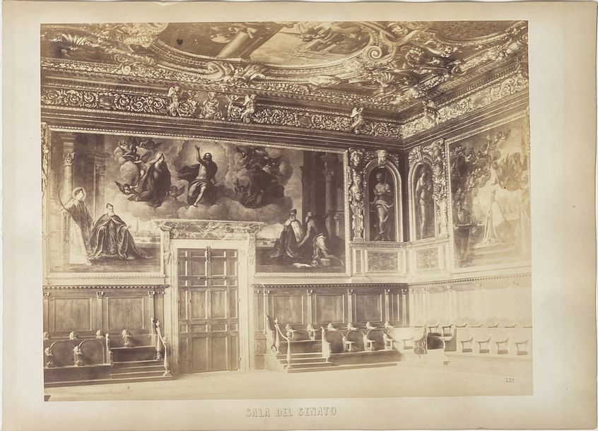 Artwork by Carlo Naya, View of the Vestibule of Saint Mark, Made of prints mounted on cardboard