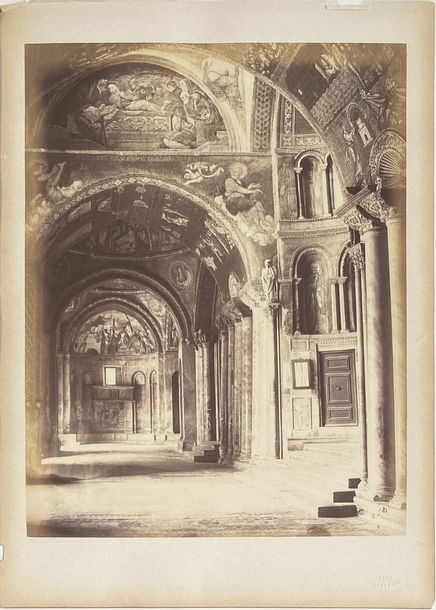 Artwork by Carlo Naya, View of the Vestibule of Saint Mark, Made of prints mounted on cardboard