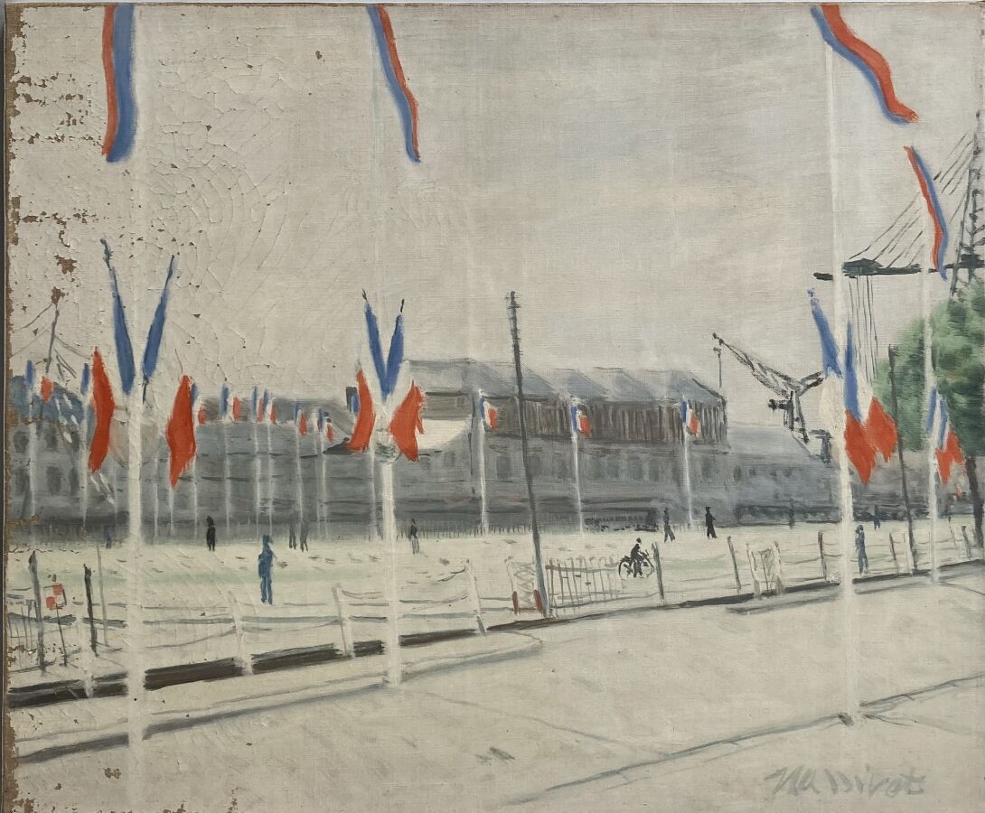 Partition Manuscrite Ancienne 1900 Avec Dessin à La Plume - Drapeau Tricolore, Genre Militaire