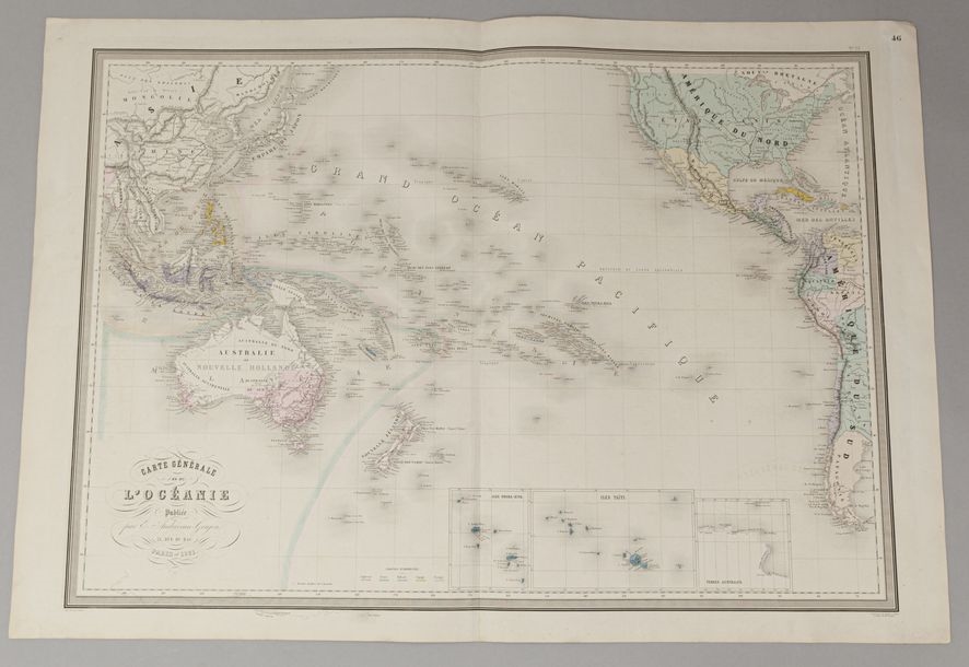 Artwork by André Goujon, General map of Oceania.