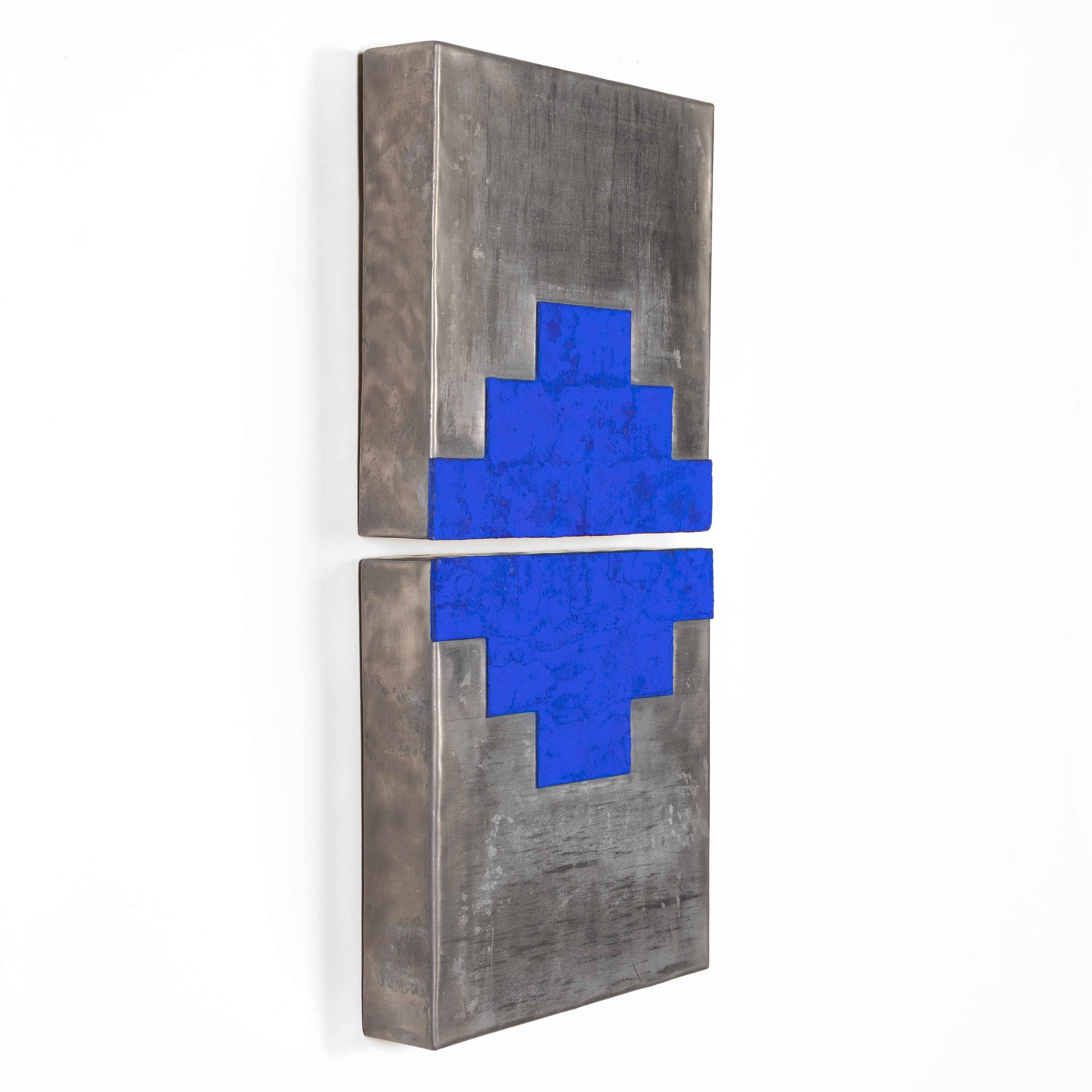 Artwork by Susana Jaime Mena, Three Steps (Diptych),, Made of lead with pigment on wood