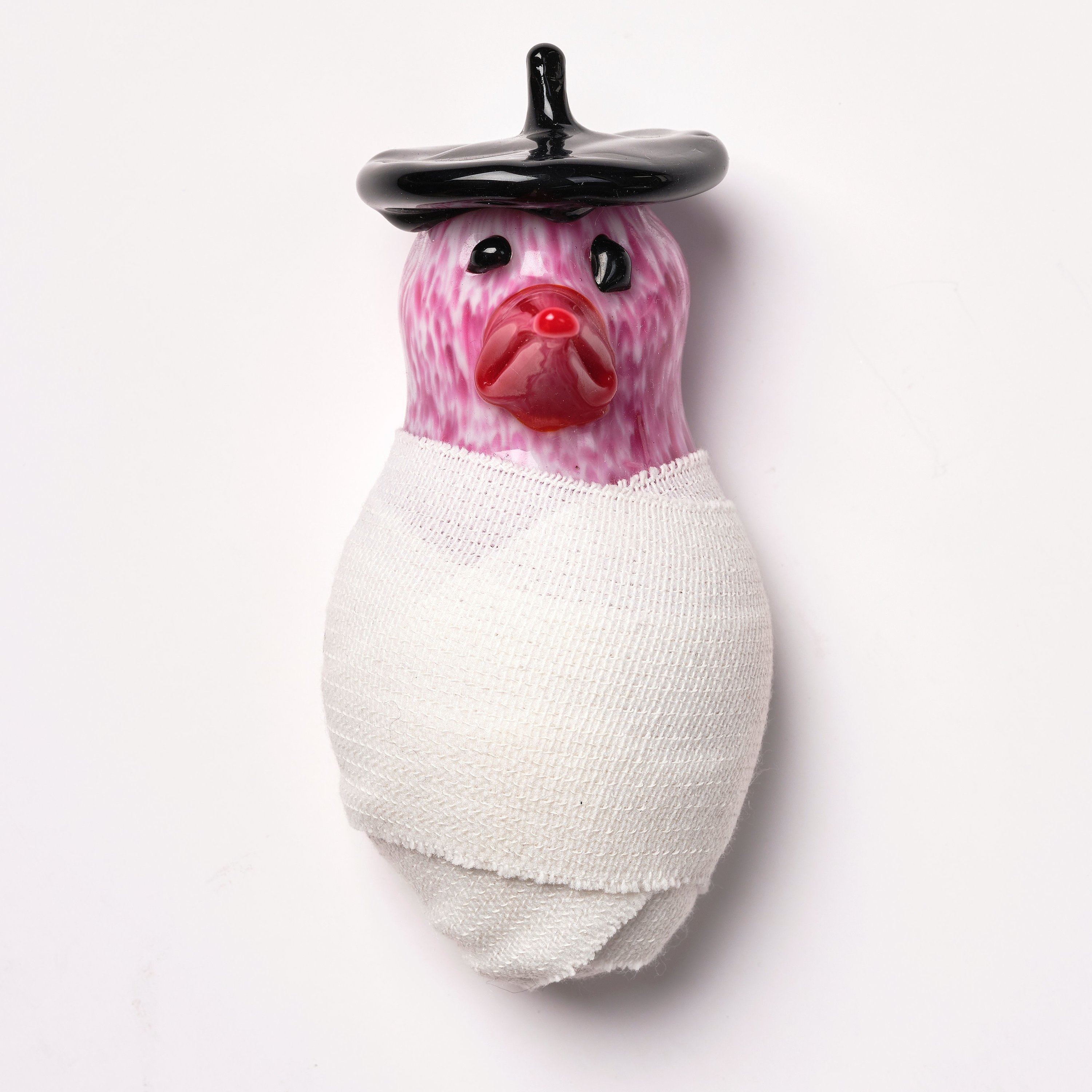 Artwork by Marie-Louise Ekman, "Uccello ferito", Made of Glas and bandage