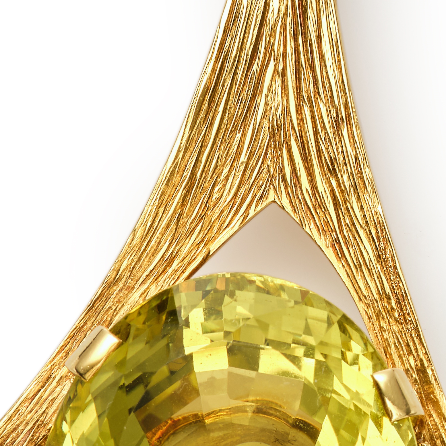 Artwork by Andrew Grima, Modernist Citrine and Quartz Pendant Necklace, Made of engraved yellow gold