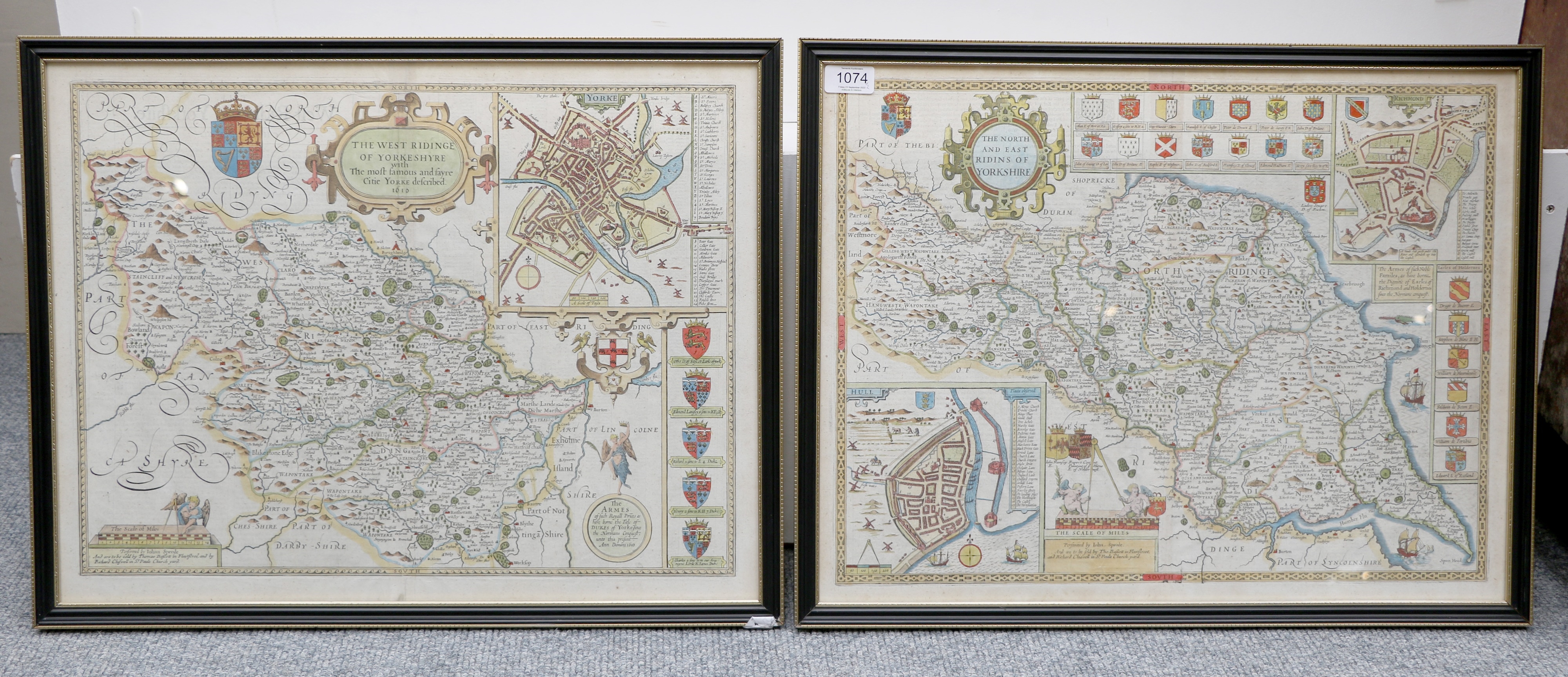 John Speed | Maps, one of North Riding of Yorkshire, one of West Riding ...