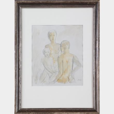 Junge Familie beim Bade by Dorothea Maetzel-Johannsen, 1926