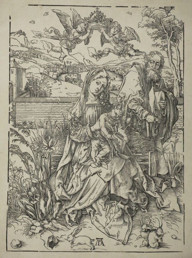 The Holy Family with three hares