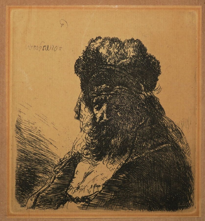 Rembrandt van Rijn | Old bearded man in a fur cap (Circa 1635) | MutualArt