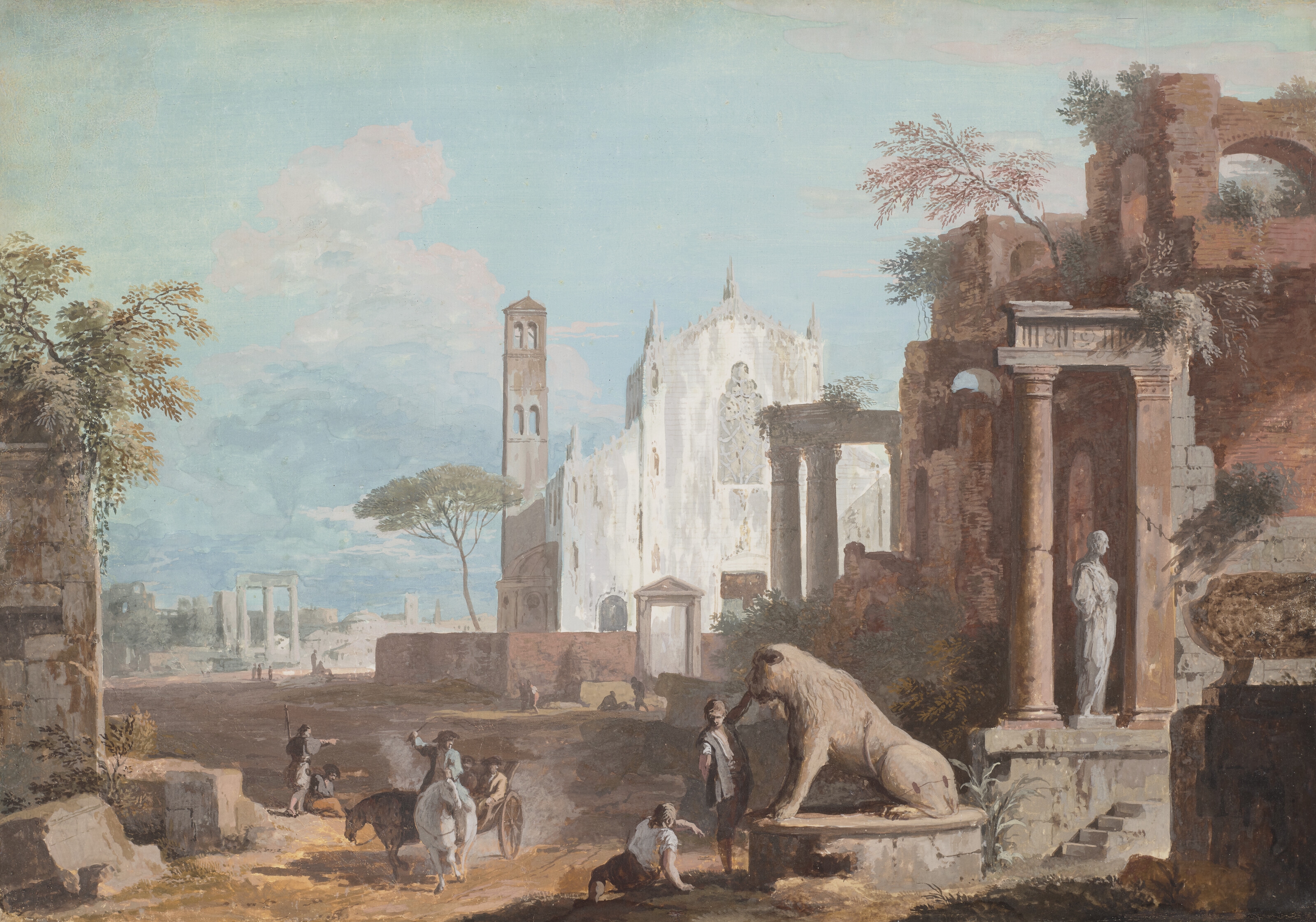 Marco Ricci | A capriccio with a Gothic church and antique ruins ...