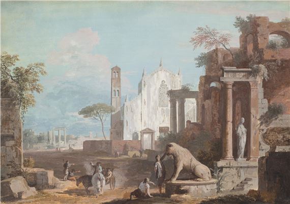 Marco Ricci | A capriccio with a Gothic church and antique ruins ...