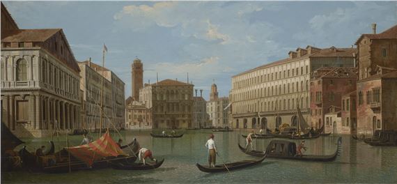 Venice, the Grand Canal, looking North from the Palazzo Rezzonico to the Palazzo Balbi by Canaletto