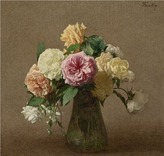 Henri Fantin-Latour、Petites roses Henri Fantin-Latour - Panier de roses - PICRYL - Public Domain