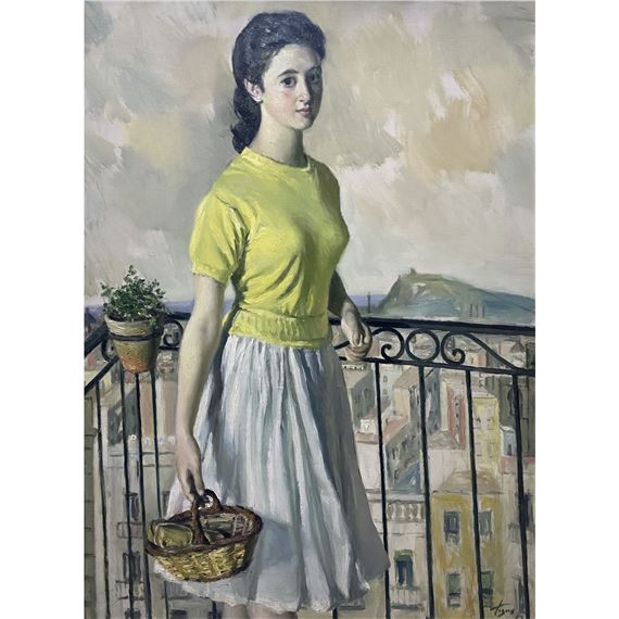 Chica en el balcón by Josep de Togores Llach, 1957