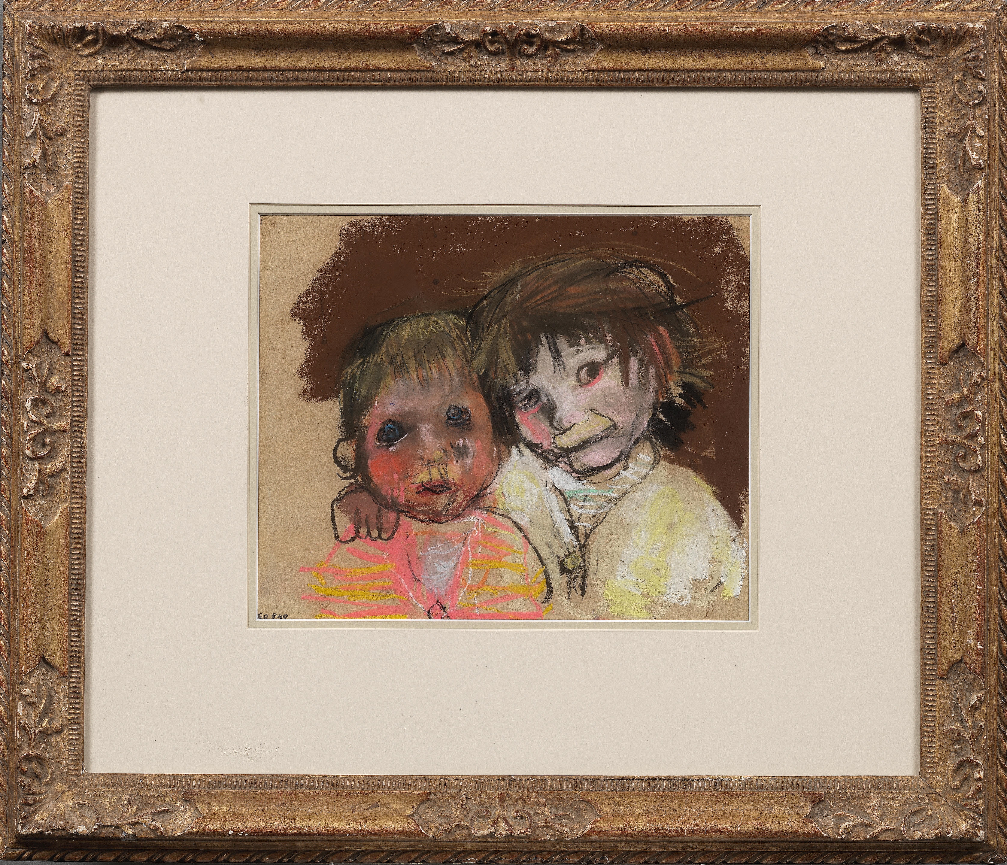 Artwork by Joan Kathleen Hardy Eardley, Two Samson Children, Made of pastel on glass