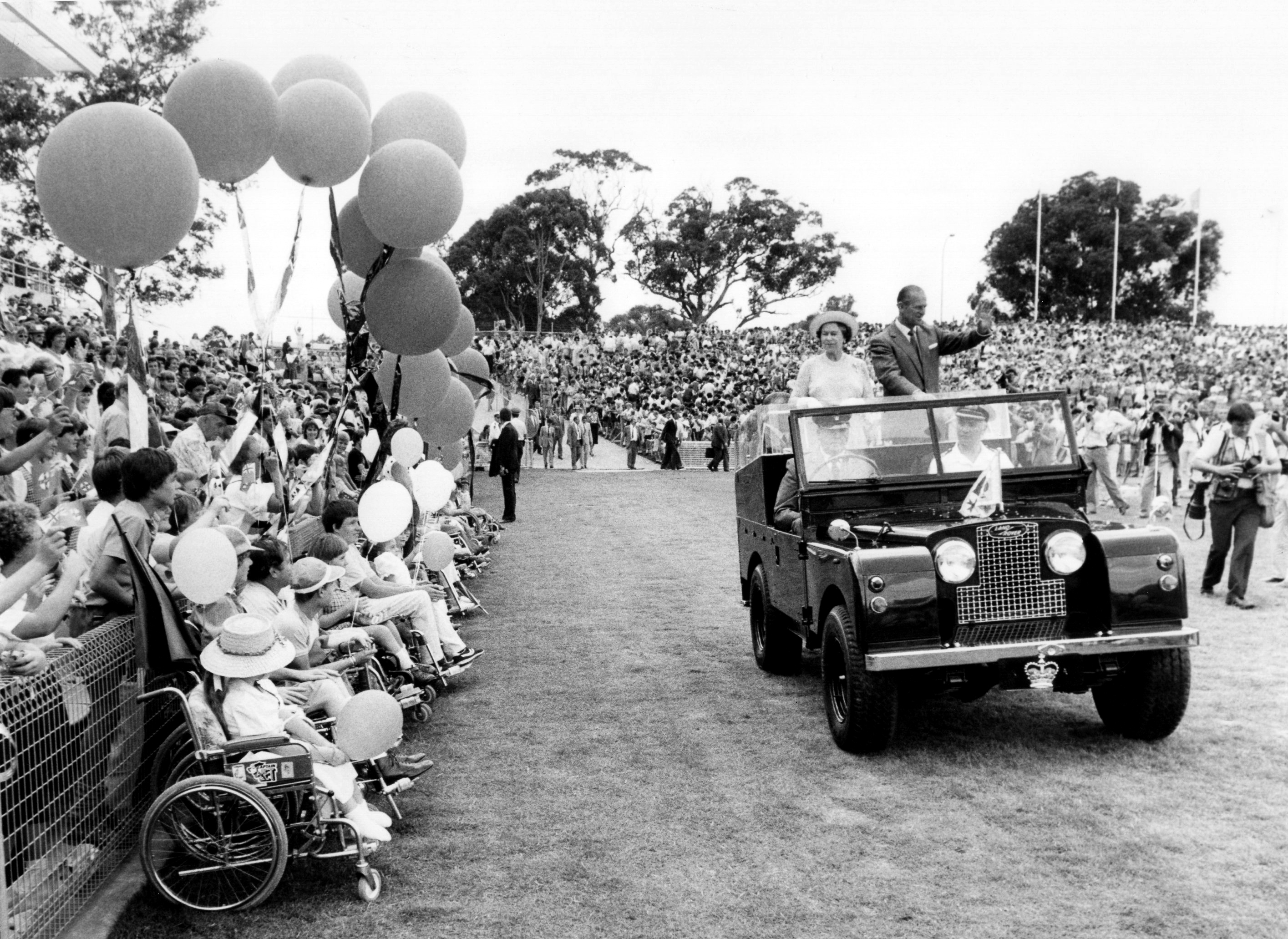 Artwork by Anton Cermak, Opening of Parramatta Stadium by Queen Elizabeth, Made of gelatin silver print