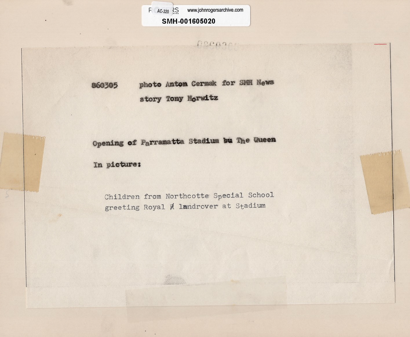 Artwork by Anton Cermak, Opening of Parramatta Stadium by Queen Elizabeth, Made of gelatin silver print