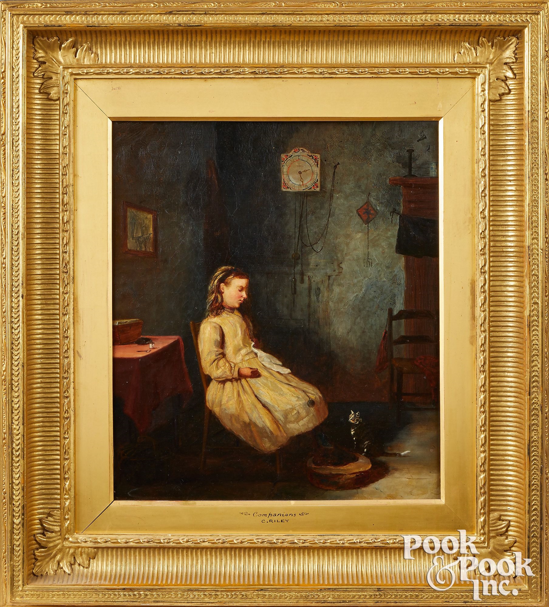 C. Riley | a young girl and cat | MutualArt