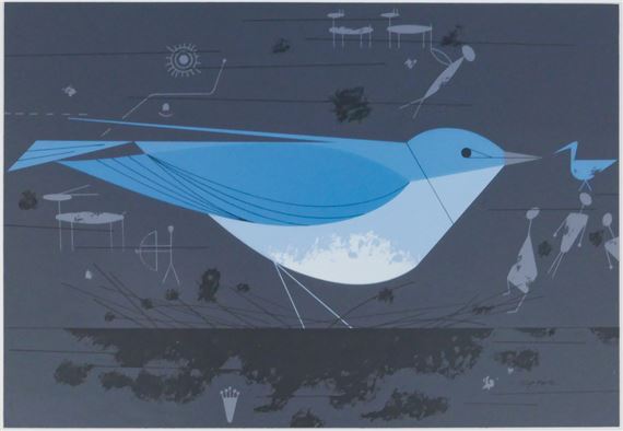 Charley Harper | MOUNTAIN BLUEBIRD - FORD TIMES | MutualArt