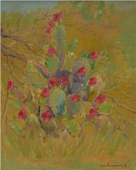 Cactus with Red Blooms - Clara Pancoast