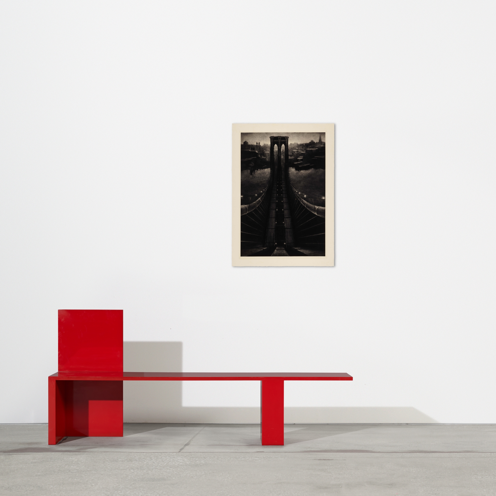 Artwork by Richard C. Harden, Brooklyn Bridge, Made of mezzotint with drypoint