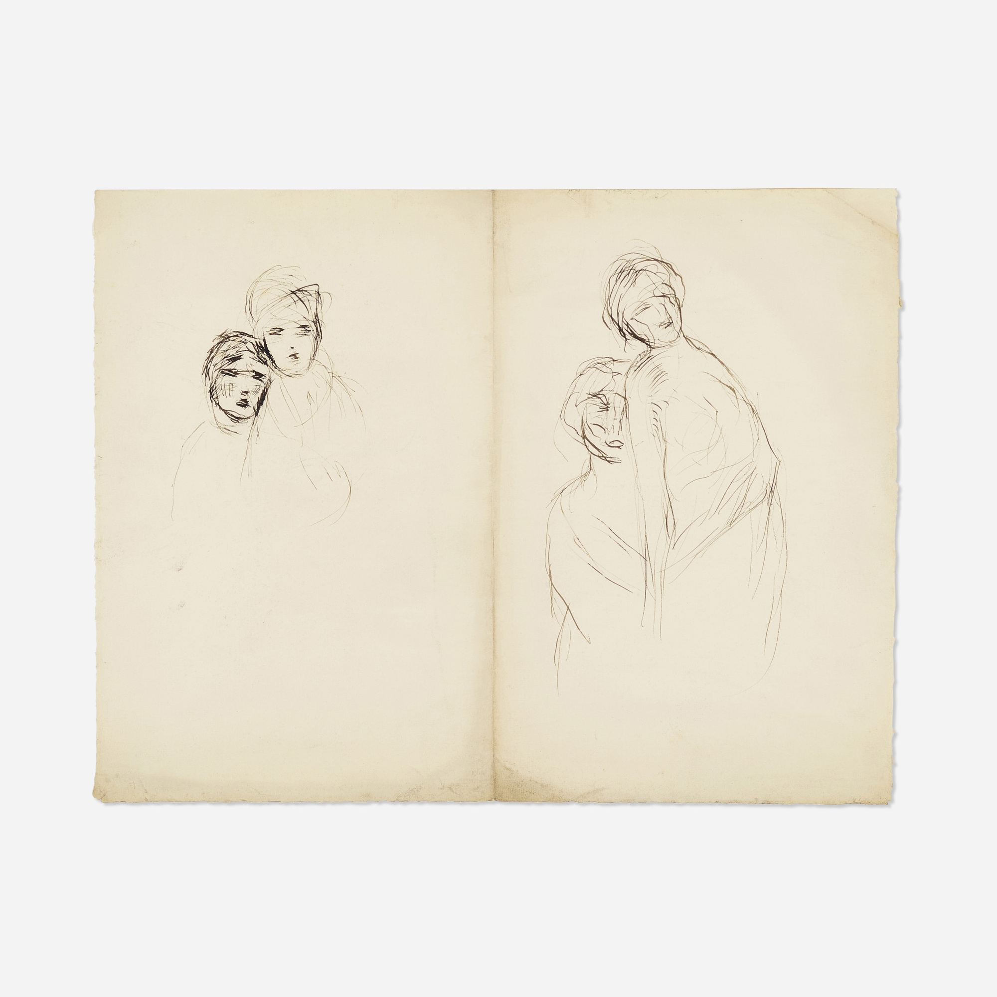 Artwork by Arthur Beecher Carles, Double Study Artist's Wife and Daughter, Made of ink on paper