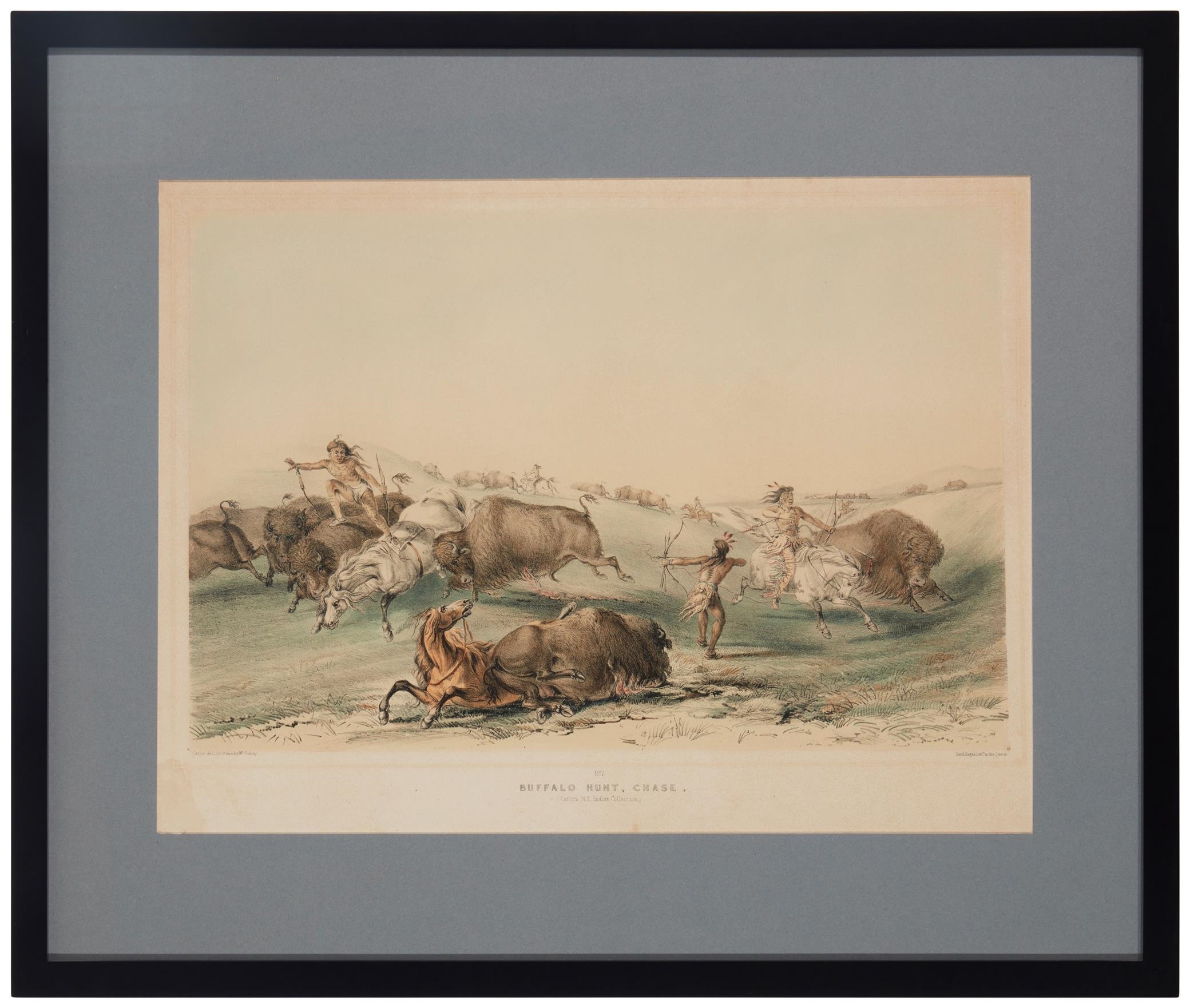 George Catlin Buffalo Hunt, plate 7 from Catlin's North American