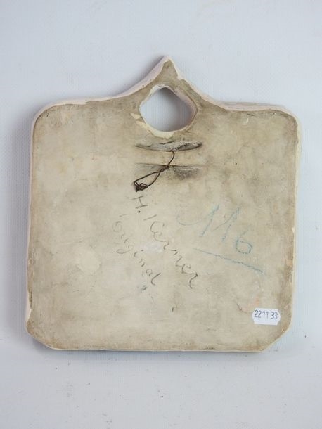 Artwork by Henriette Korner, Wall plate in polychrome earthenware with decoration of Venus leaving the bath, Made of polychrome earthenware with decoration