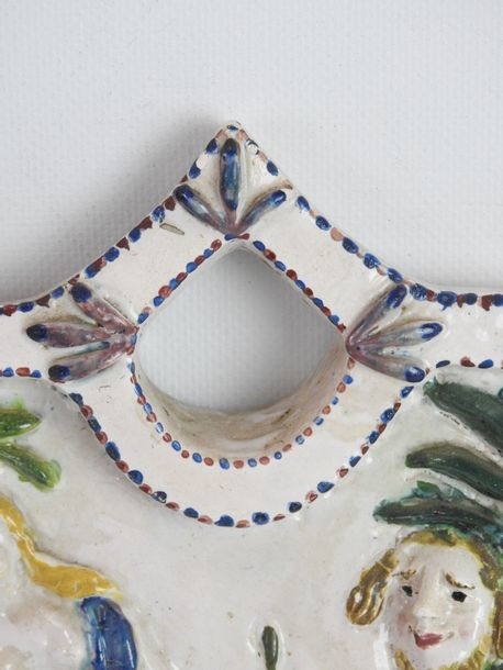 Artwork by Henriette Korner, Wall plate in polychrome earthenware with decoration of Venus leaving the bath, Made of polychrome earthenware with decoration