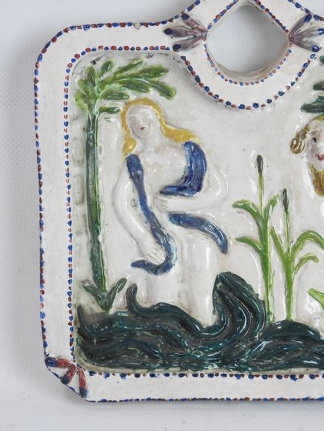 Artwork by Henriette Korner, Wall plate in polychrome earthenware with decoration of Venus leaving the bath, Made of polychrome earthenware with decoration