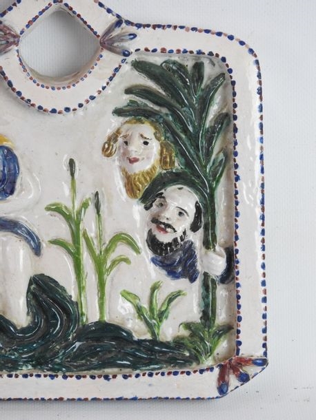 Artwork by Henriette Korner, Wall plate in polychrome earthenware with decoration of Venus leaving the bath, Made of polychrome earthenware with decoration