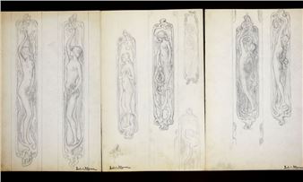 Ludovic Alleaume Sketches representing naked women with elongated