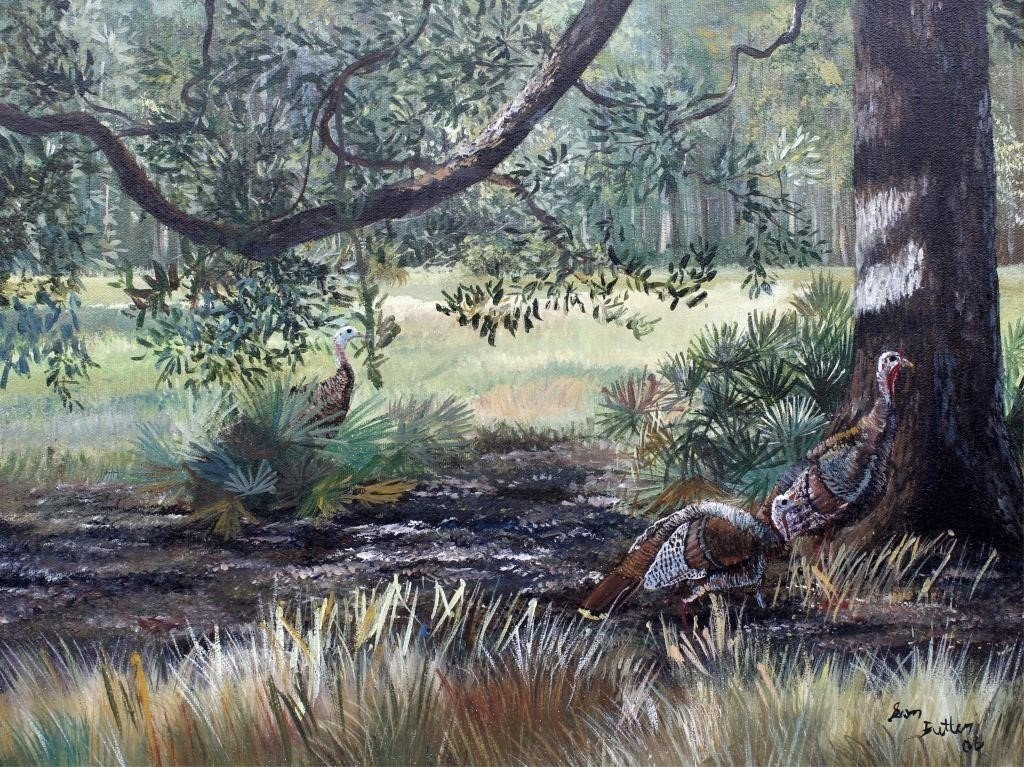 Sam Butler | TURKEYS FORAGING | MutualArt