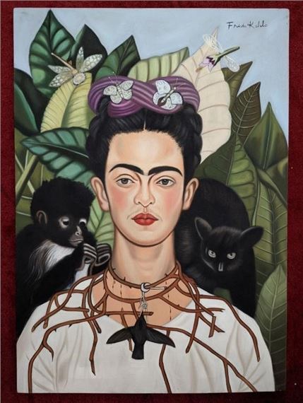 Frida Kahlo Original In The Manner Of Frida Khalo Canvas COA MutualArt