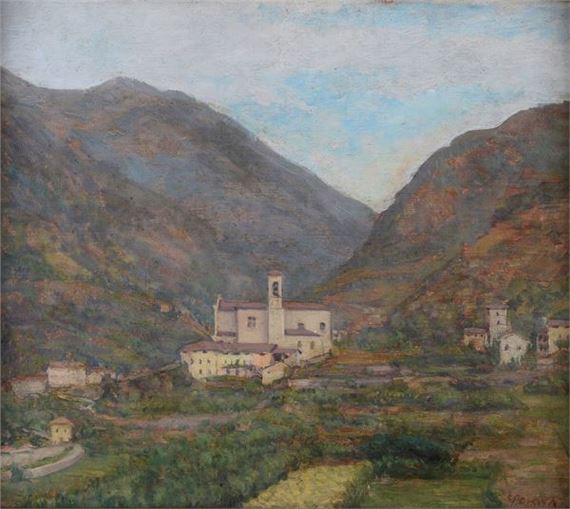 The church in the valley by Carlo Fornara