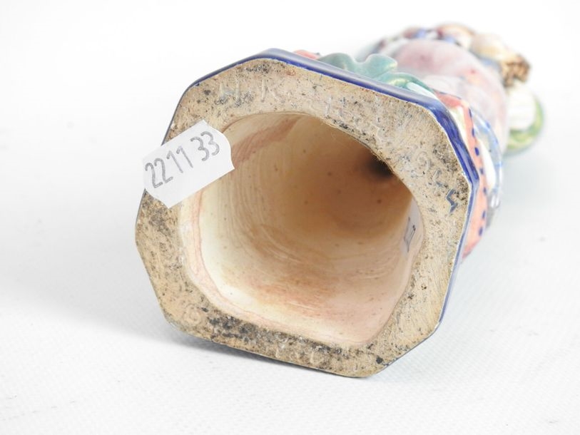 Artwork by Henriette Korner, Subject in polychrome earthenware representing the Virgin with the two children, Made of polychrome earthenware