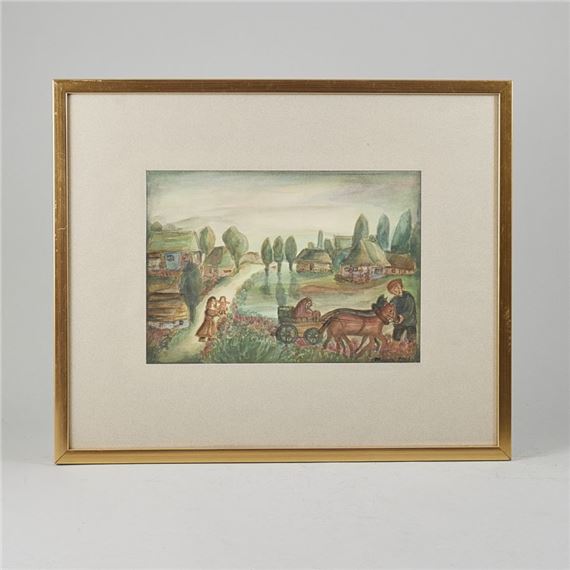 Bönder i landskap by Marian Kozera, dated 1998