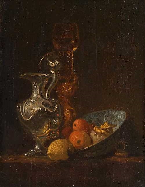 Still life with opulent vessels and citrus fruits in a porcelain bowl by Willem Kalf