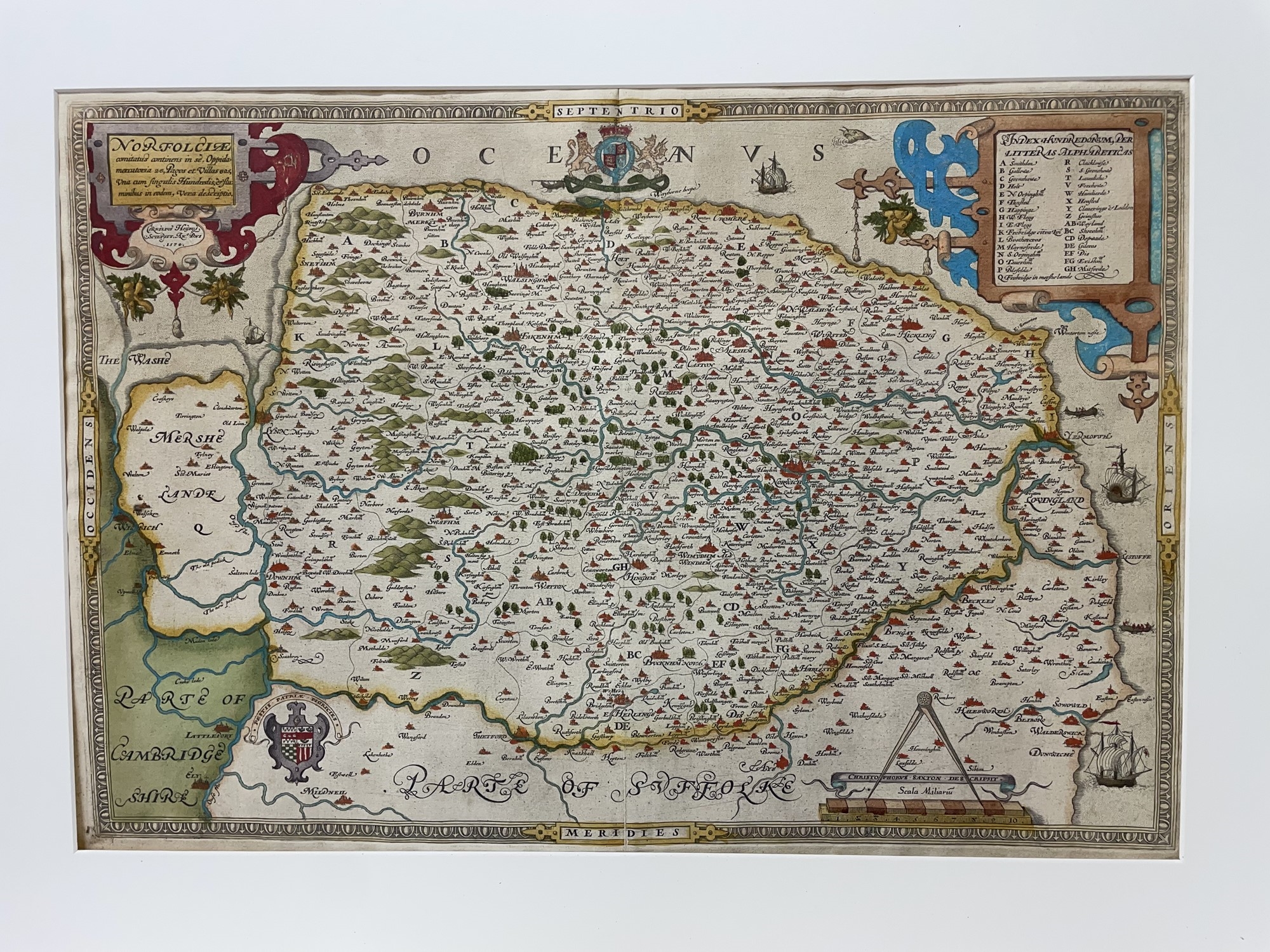 Christopher Saxton | Map of Norfolk, the first map ever produced of ...
