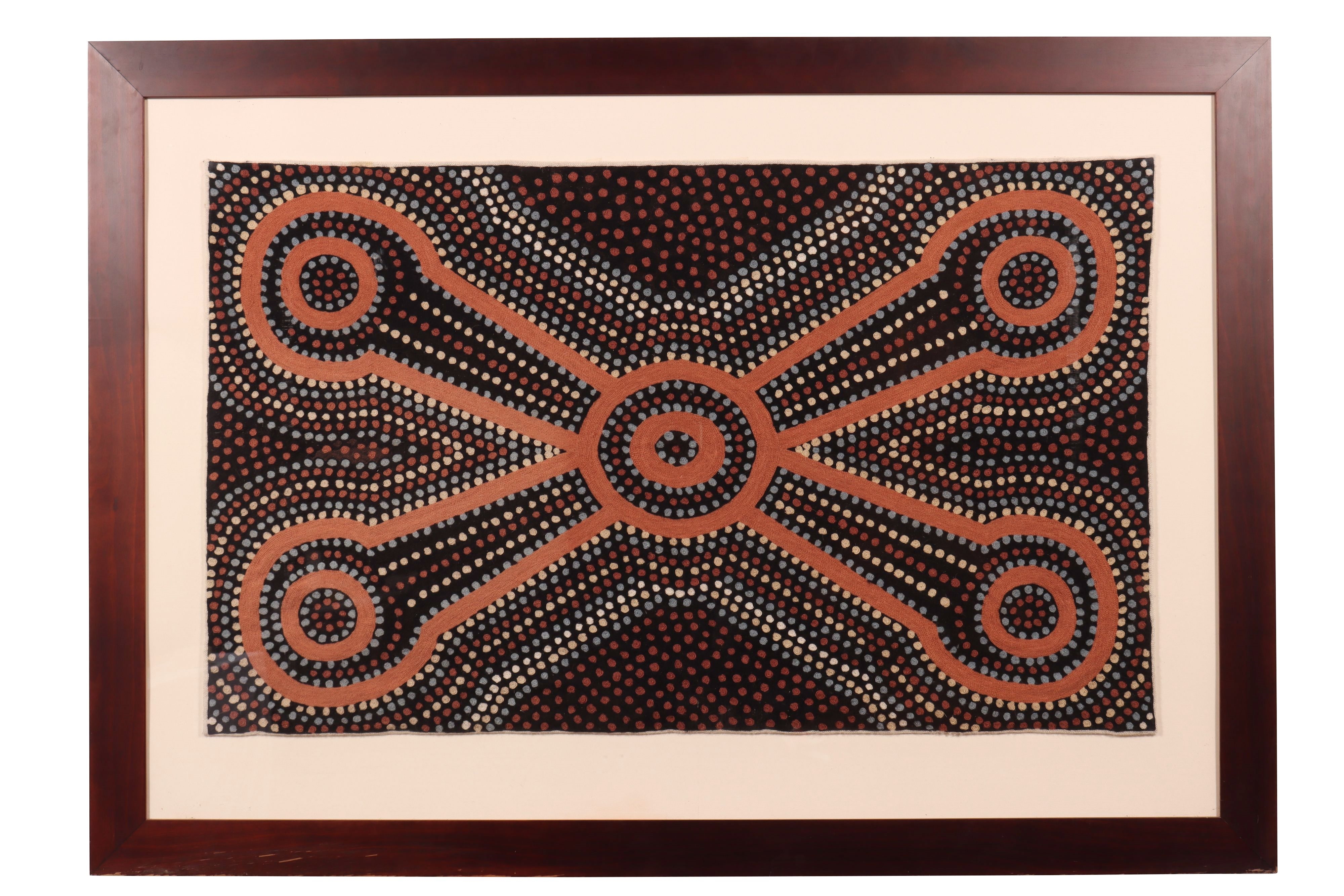 Artwork by Kanginy George, Meeting Place, Made of Chain Stitched Hand Dyed Wool