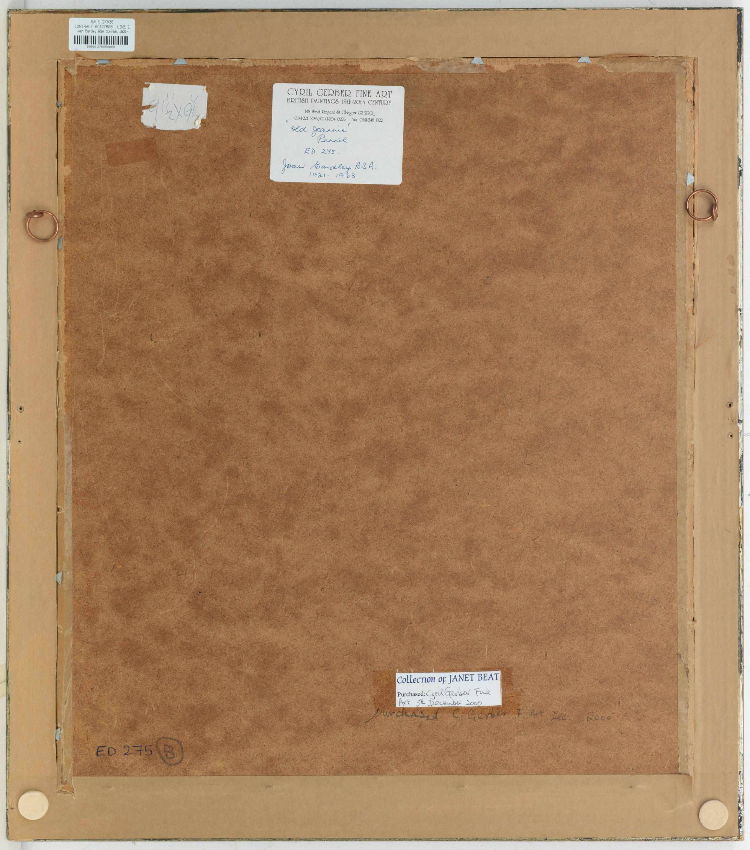 Artwork by Joan Kathleen Hardy Eardley, Old Jeannie, Made of pencil and charcoal