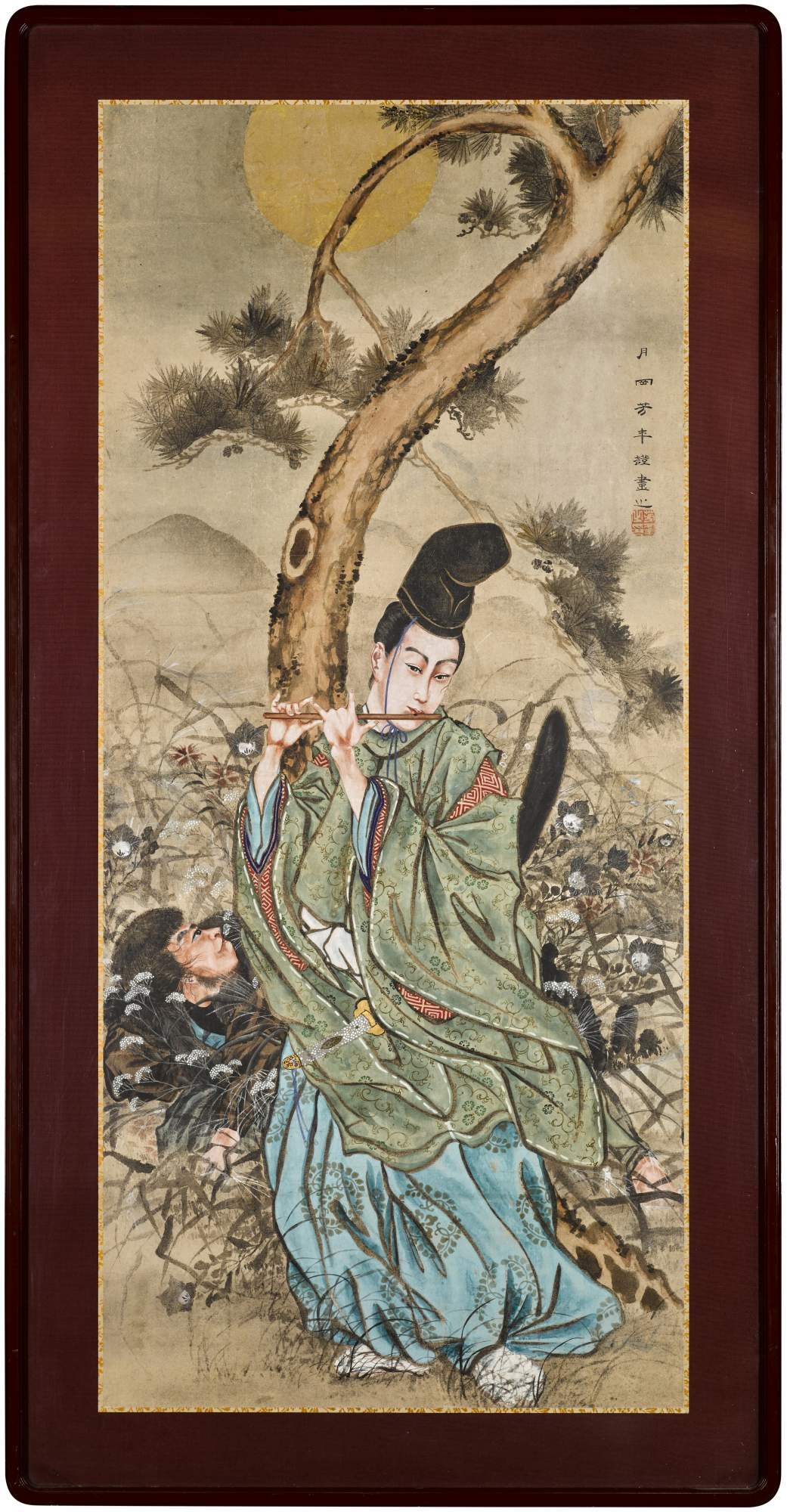 Tsukioka Yoshitoshi | Fujiwara no Yasumasa Playing the Flute by ...