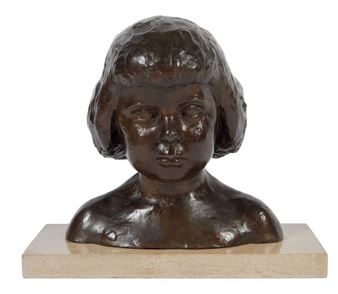 Buste de jeune fille en bronze patiné noir - Enzo Dei