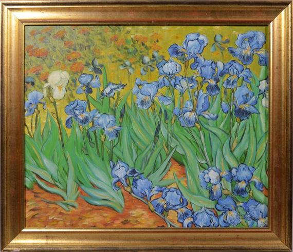 外国人人気アーティストゴッホVincent Van Gogh Irises ゴッホ展 立体複製画 2010