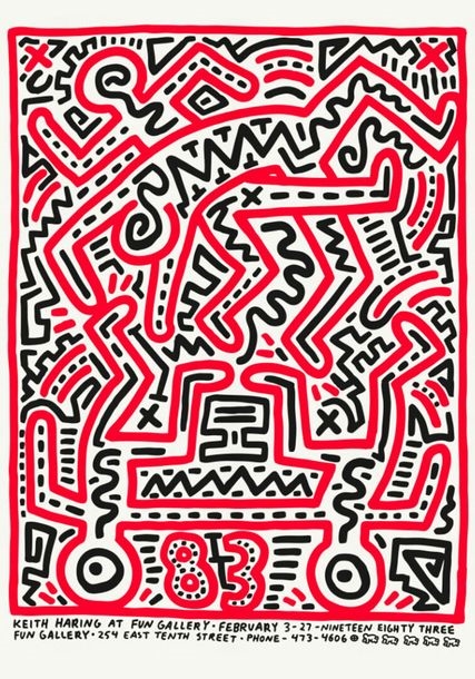 Poster Keith Haring Cœur Ailé 50x50 Cm - Toile Coton Sans Cadre - Made In Italy - Déco Salon Bureau - 2